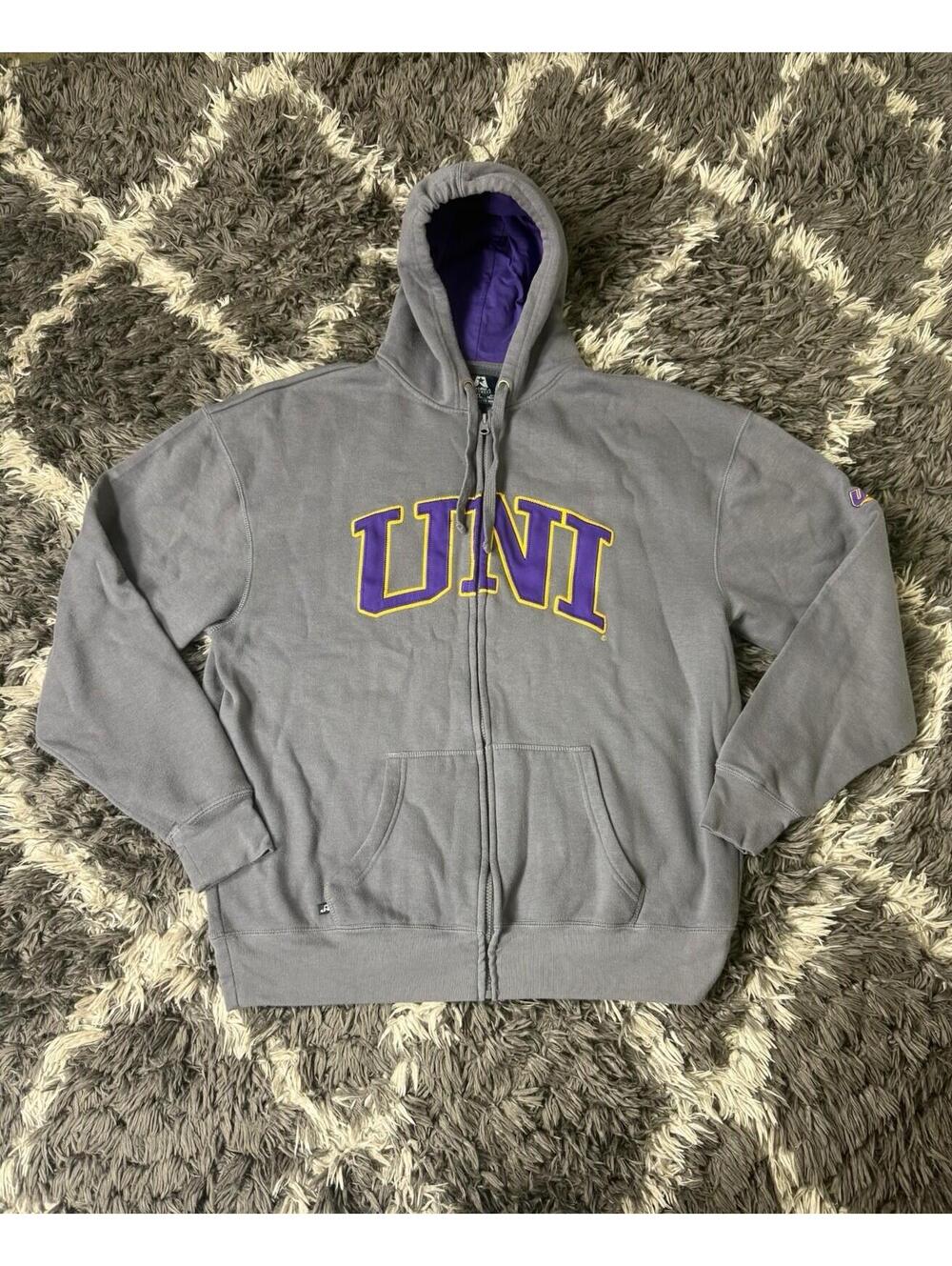 Northern Iowa Panthers Hoodie Sweatshirt Mens XL Gray Purple Full Zip College